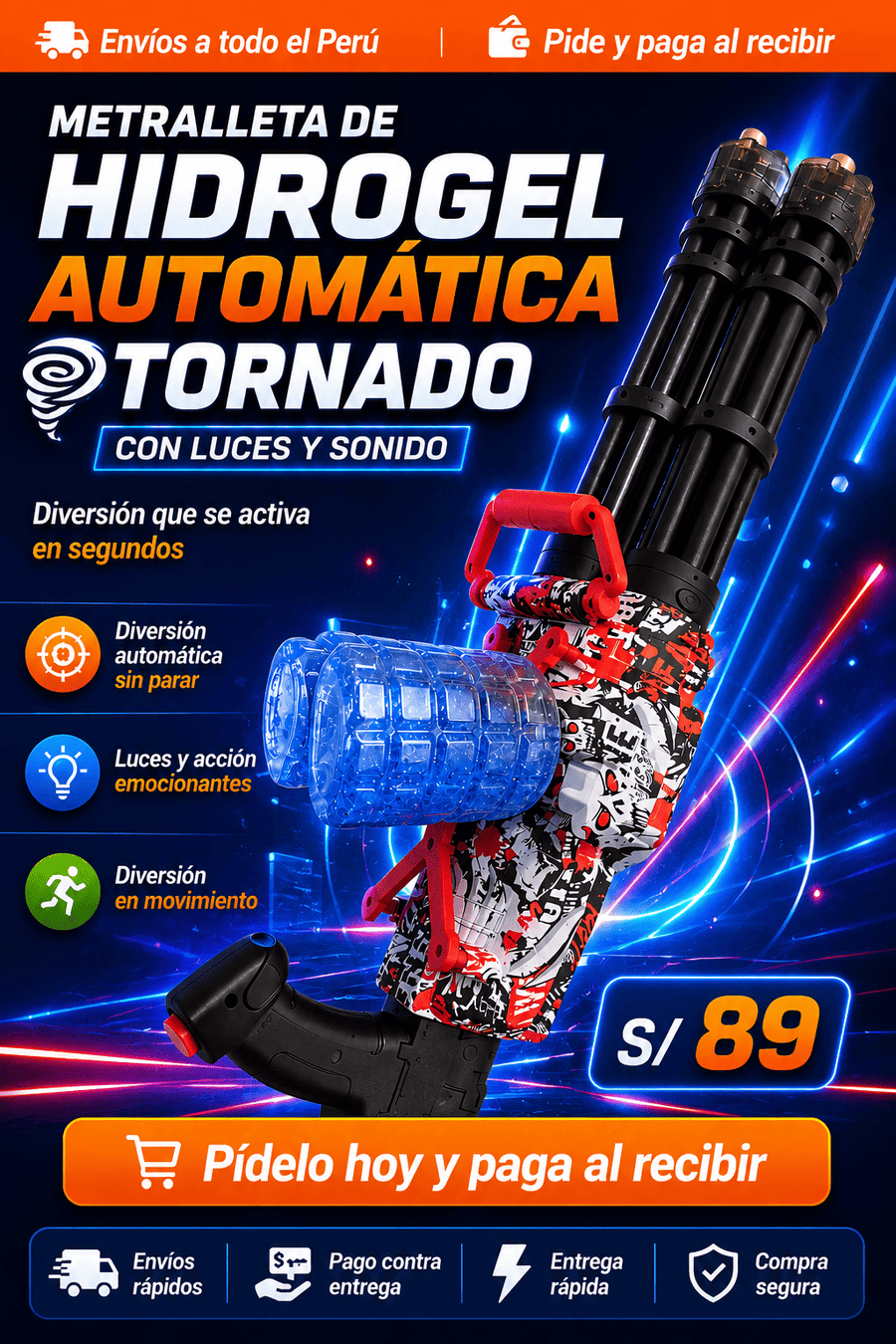 Metralleta Tornado LED Recargable
